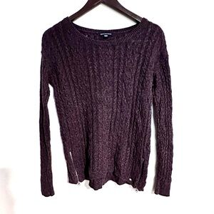 american eagle cool brown cable knit sweater size m